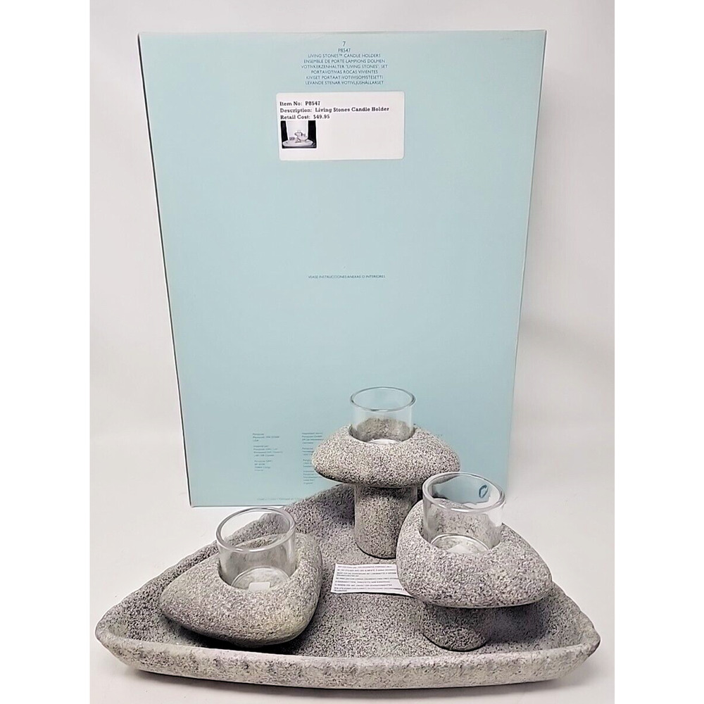 PartyLite Retro Sculptural Lg MCM Living Stones 7pc Candle Holder Set P14A/P8547